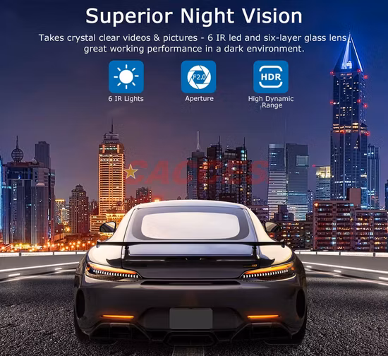 Dash Cam 4K 5g WiFi 2160p GPS Dash Camera, Caméra de Voiture Dash Cam Double Enregistreurs, Dashcam pour Voitures avec APP,G